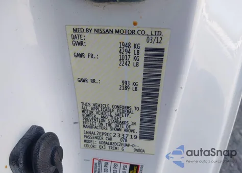 2012 Nissan Altima 2.5 S из США, поврежденный, VIN 1N4AL2EP9CC233719